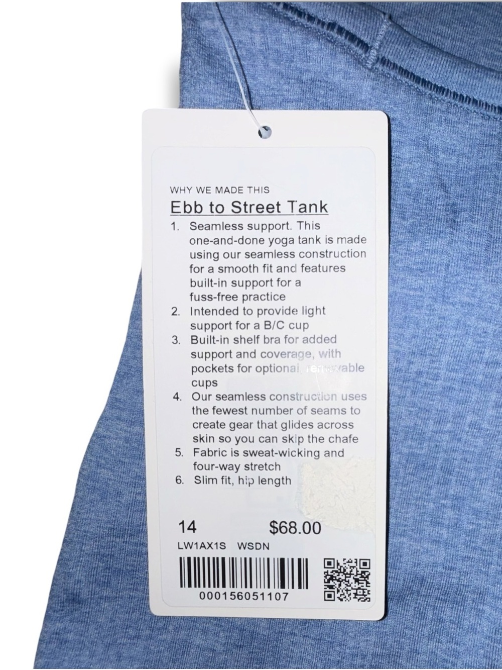 NWT LULULEMON Ebb to Street Tank - 14 Washed Denim - Picture 6 of 10